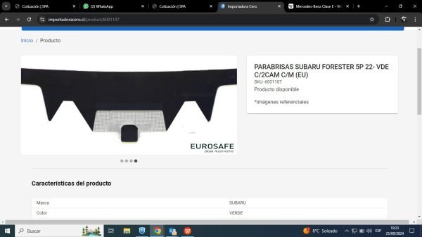 PARABRISAS / 2 CAMARAS - SUBARU FORESTER 2018-2023-EUROSAFE